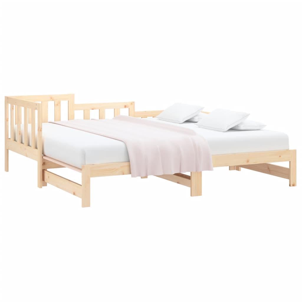 Slaapbank Uitschuifbaar 2X(80X200) Cm Massief Grenenhout