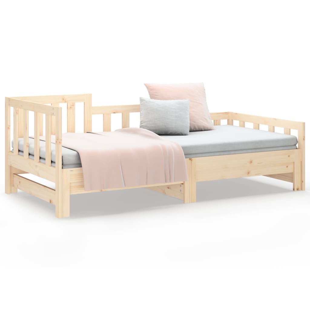 Slaapbank Uitschuifbaar 2X(80X200) Cm Massief Grenenhout