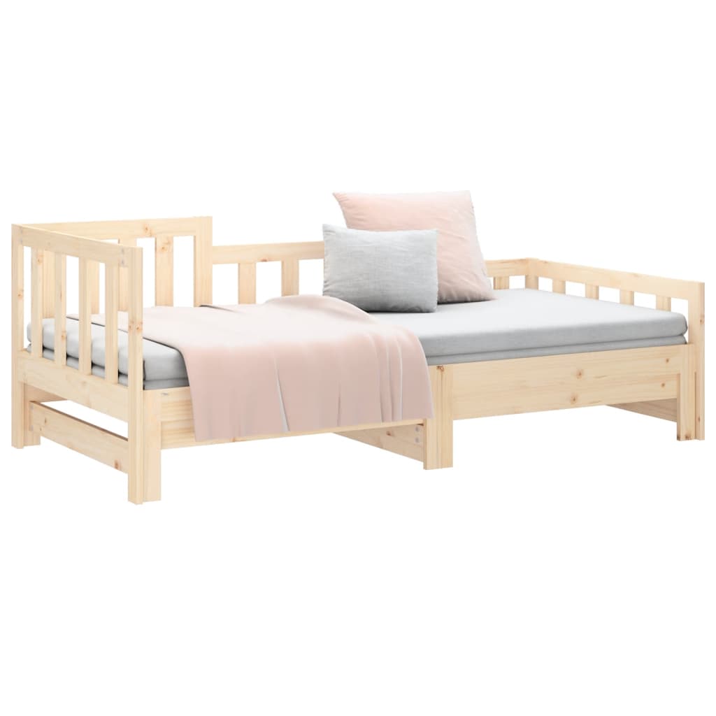 Slaapbank Uitschuifbaar 2X(80X200) Cm Massief Grenenhout