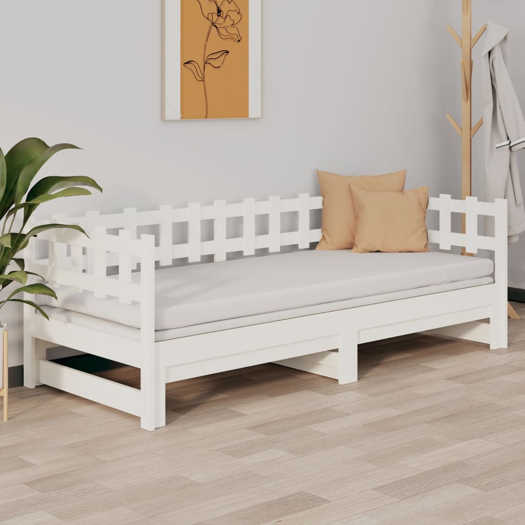 Slaapbank Uitschuifbaar 2X(80X200) Cm Massief Grenenhout