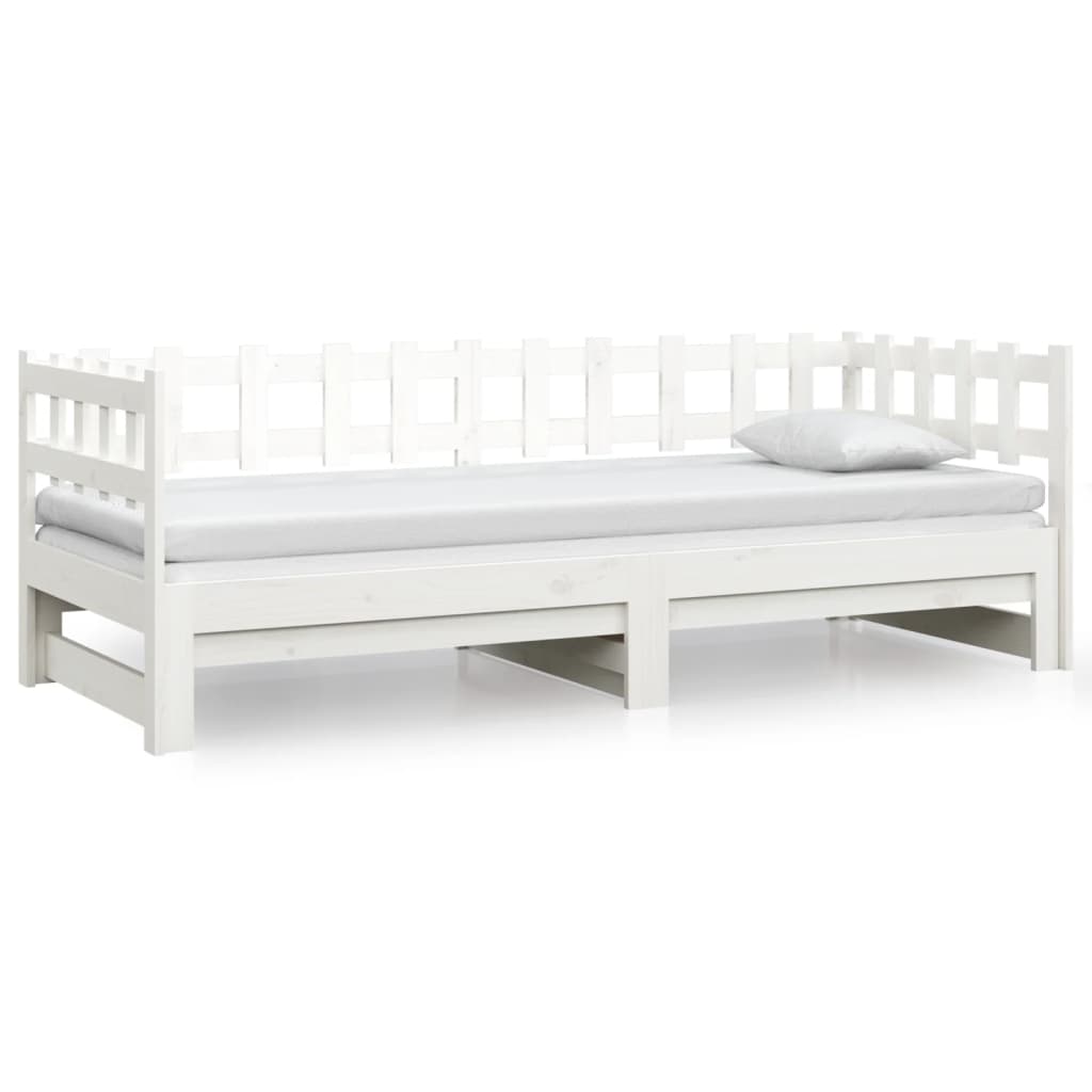 Slaapbank Uitschuifbaar 2X(80X200) Cm Massief Grenenhout