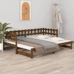 Slaapbank Uitschuifbaar 2X(80X200) Cm Massief Grenenhout