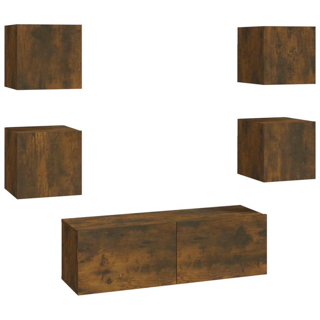 Tv-Wandmeubelset Bewerkt Hout Kleurig