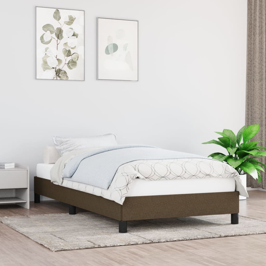Bedframe Zonder Matras Stof Donkerbruin