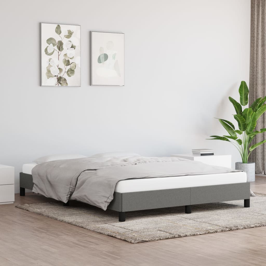 Bedframe Zonder Matras Stof Donkergrijs