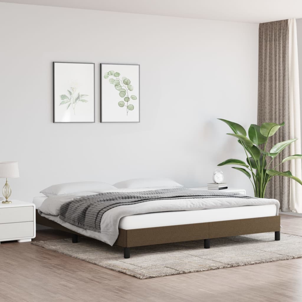 Bedframe Zonder Matras Stof Donkerbruin