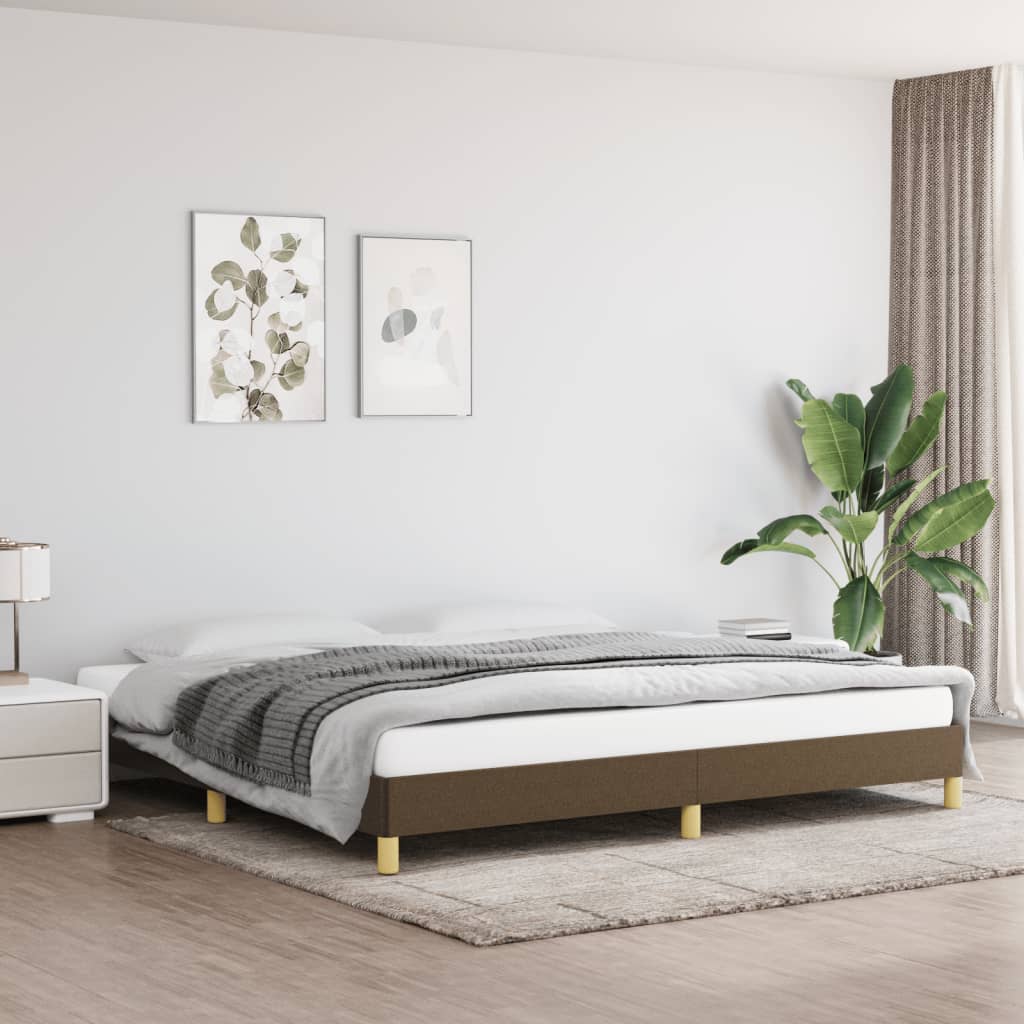 Bedframe Zonder Matras Stof Donkerbruin