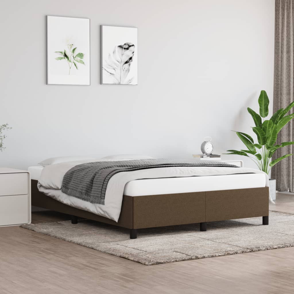 Bedframe Zonder Matras Stof Donkerbruin