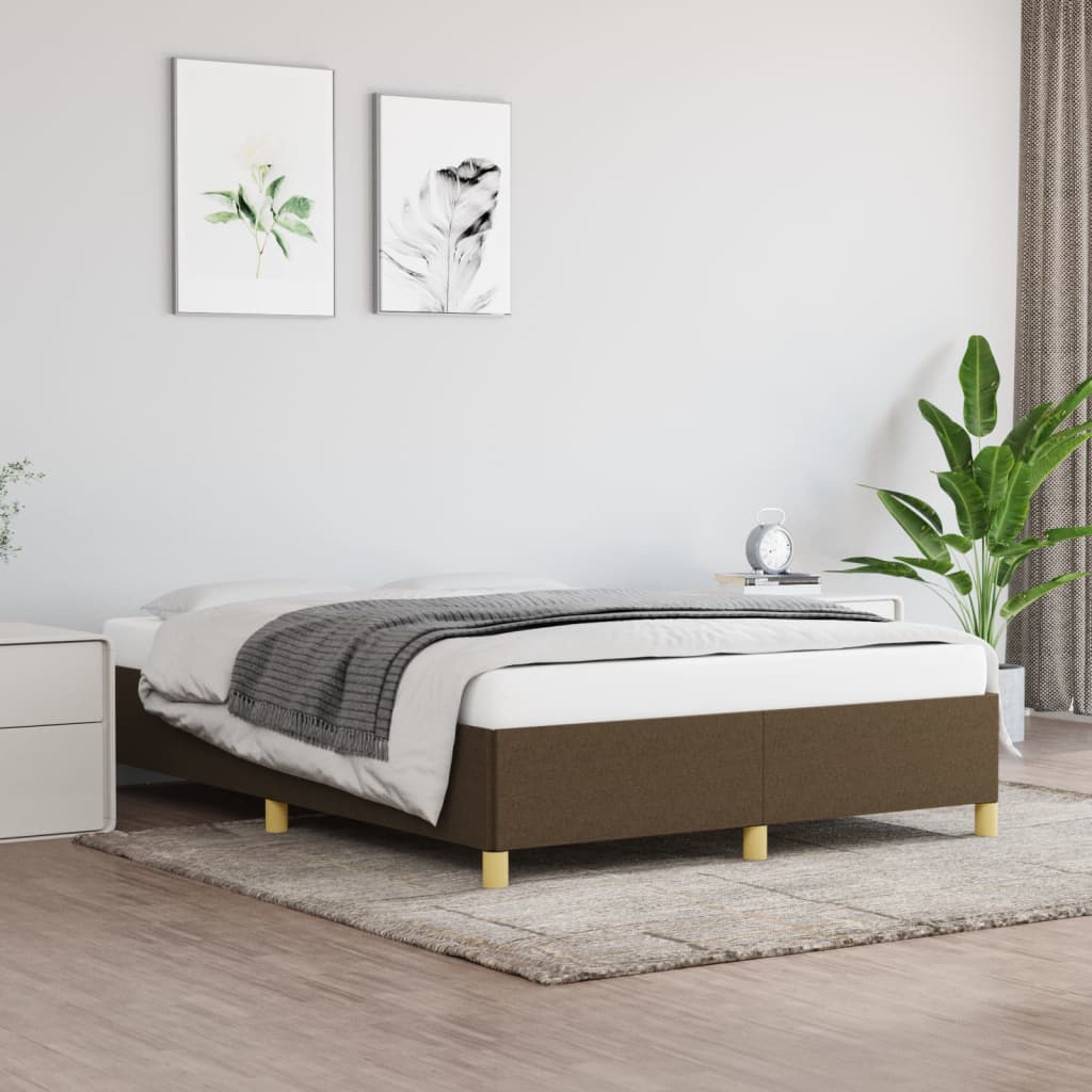 Bedframe Zonder Matras Stof Donkerbruin