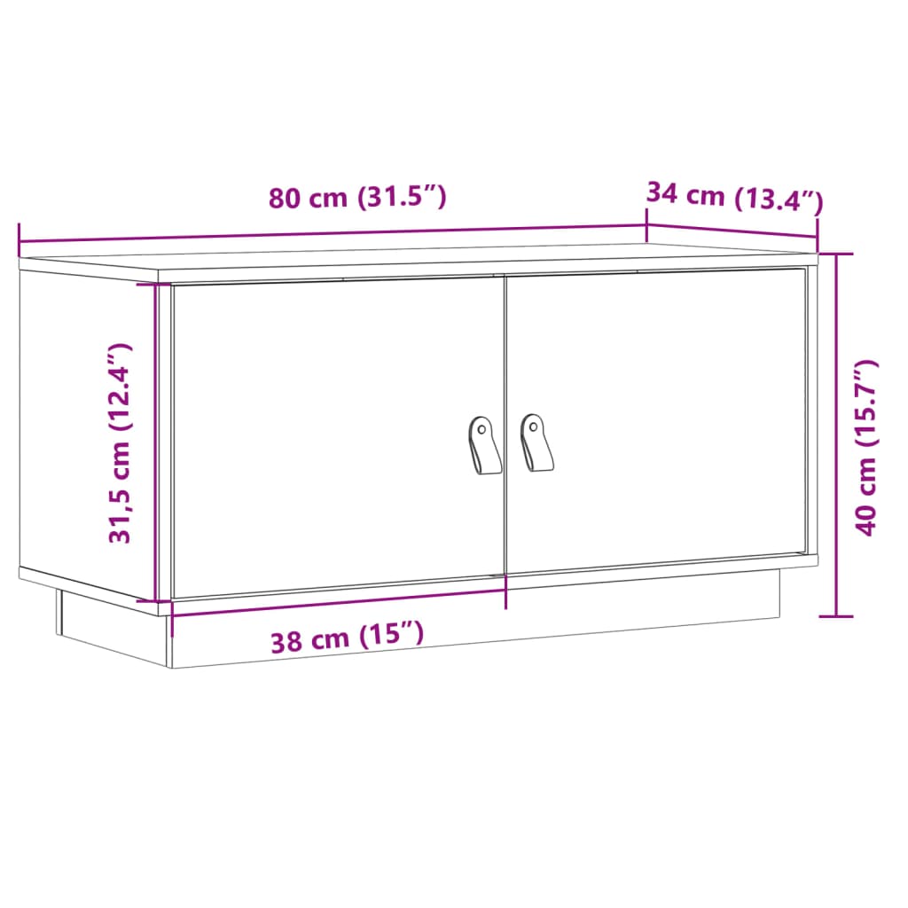 Tv-Meubel 80X34X40 Cm Massief Grenenhout