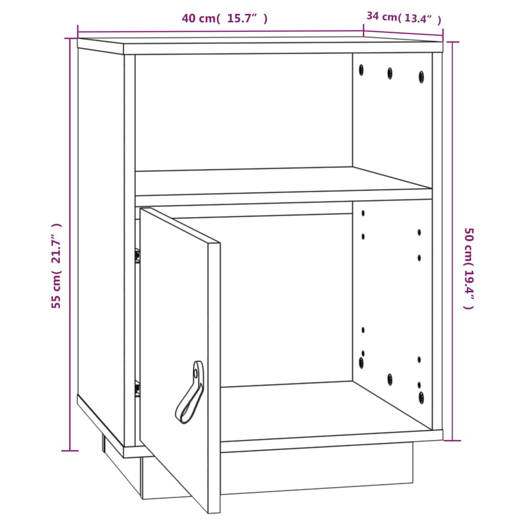 Nachtkastjes 40X34X55 Cm Massief Grenenhout