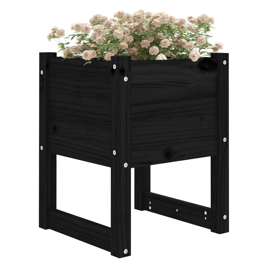 Plantenbakken 40X40X5,5 Cm Massief Grenenhout Zwart