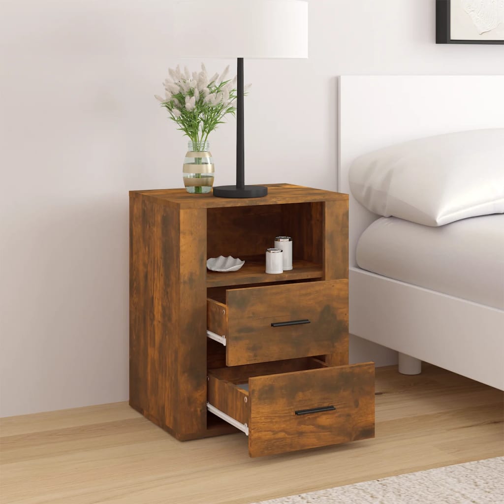 Nachtkastje 50X36X60 Cm Bewerkt Hout Kleurig