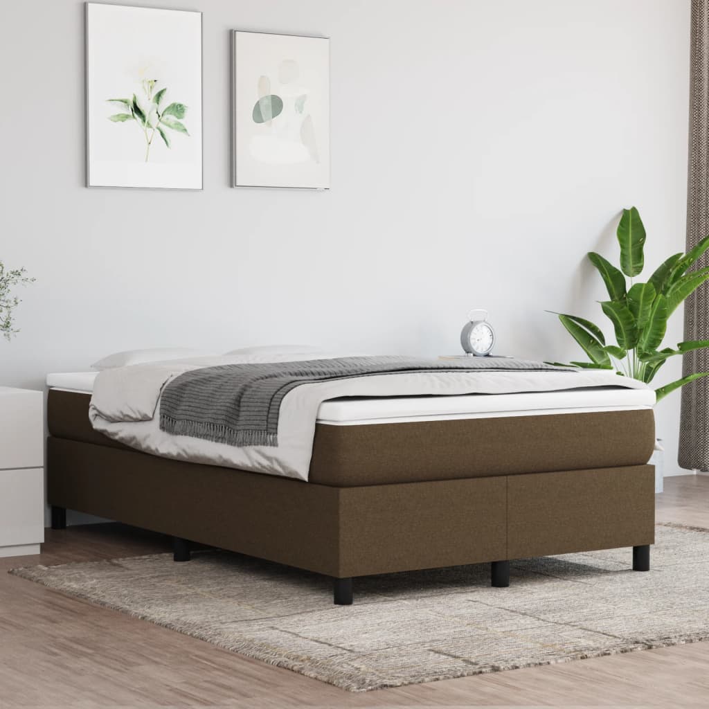 Bedframe Zonder Matras Stof Donkerbruin