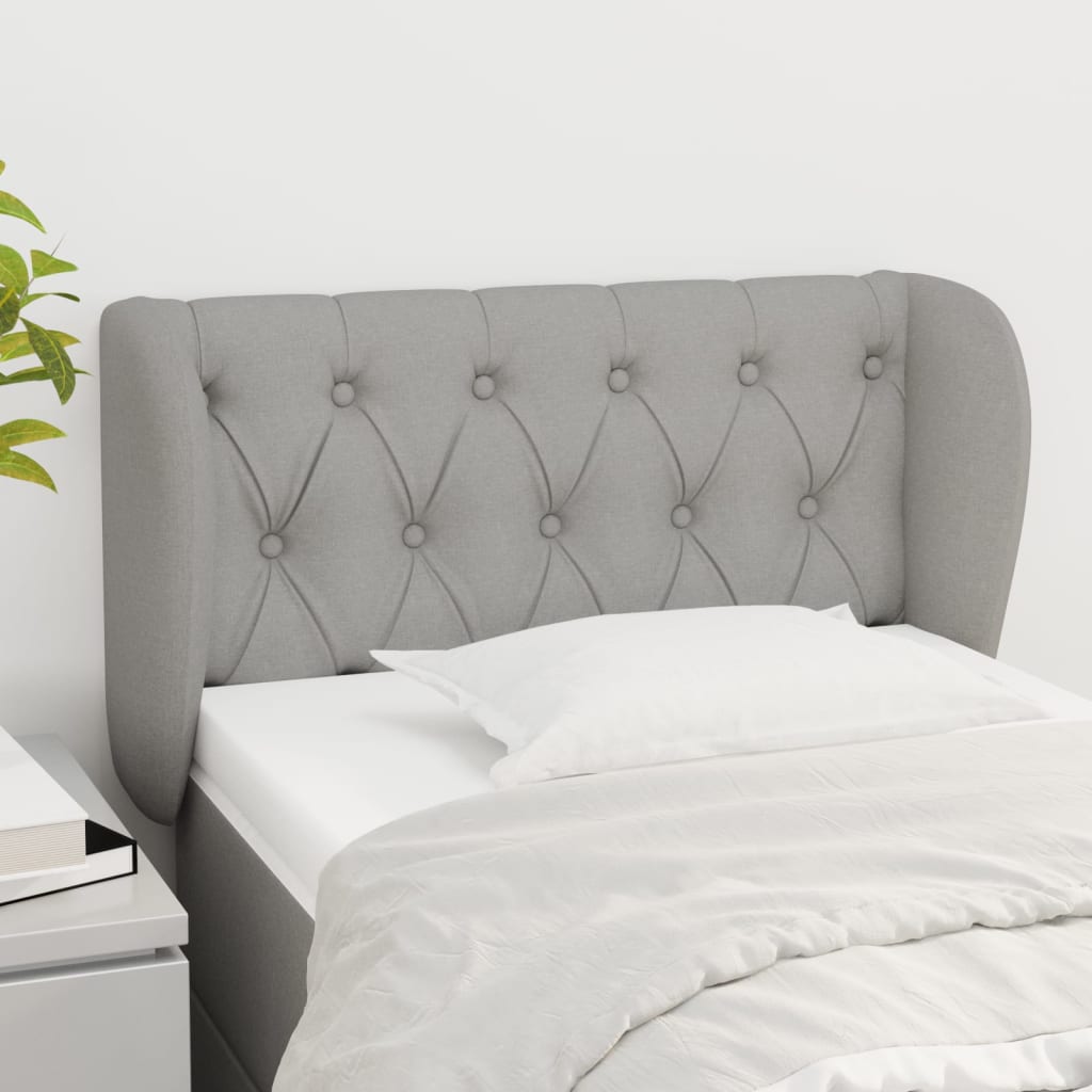 Hoofdbord Met Randen Stof Lichtgrijs