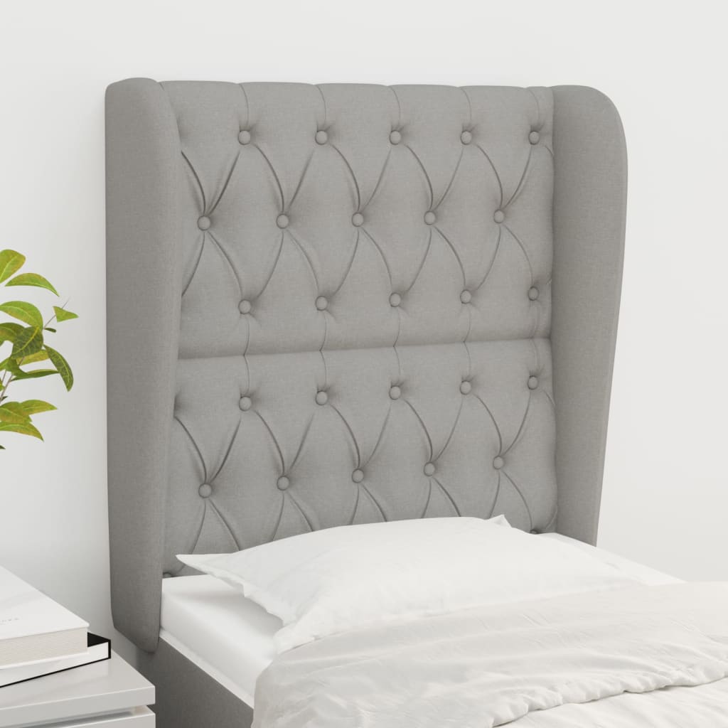 Hoofdbord Met Randen Stof Lichtgrijs