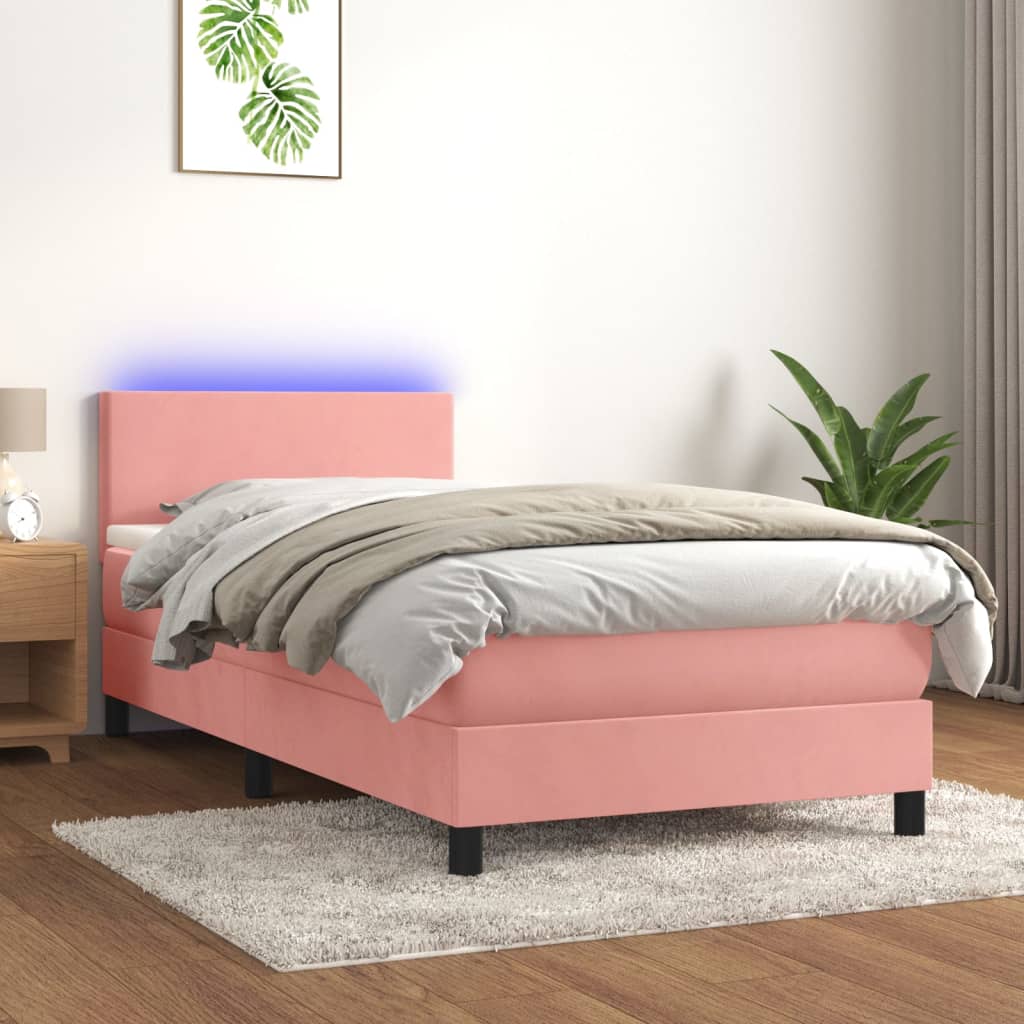 Boxspring Met Matras En Led Fluweel