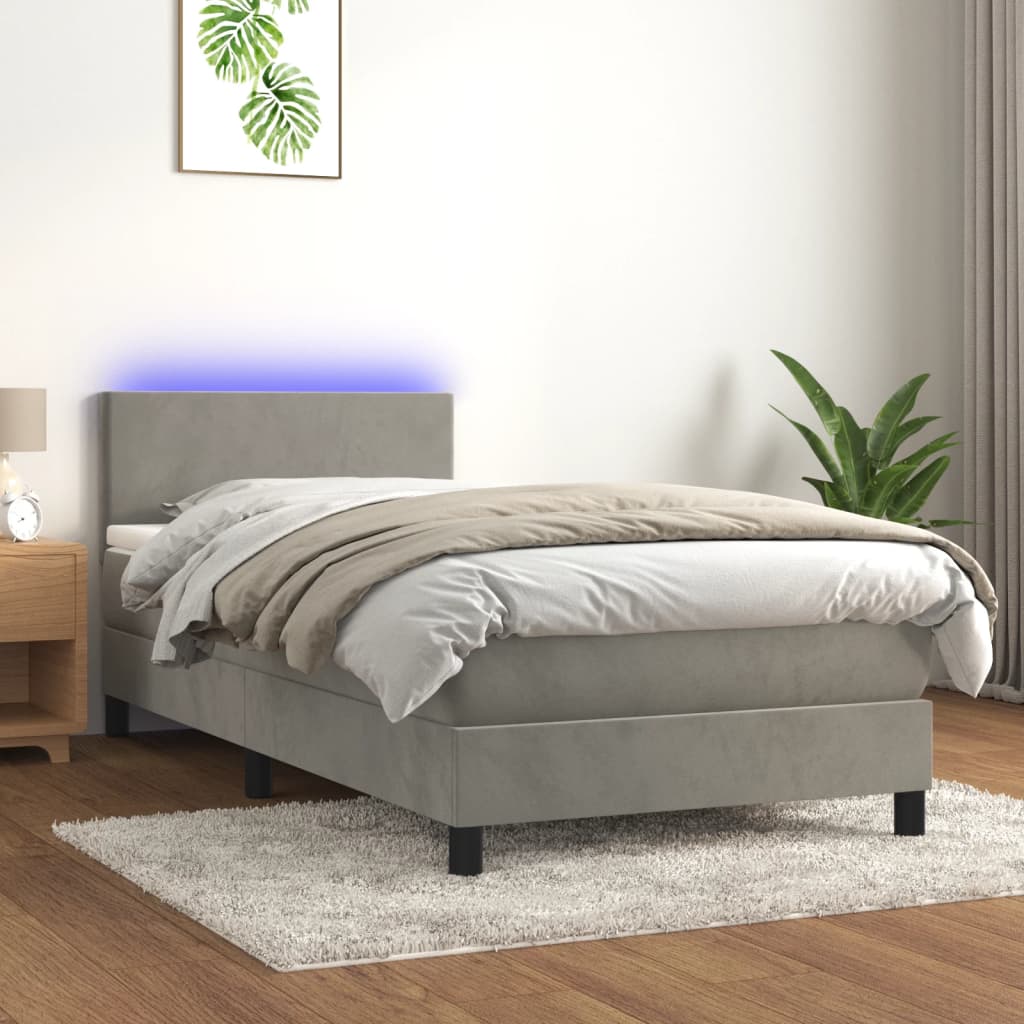 Boxspring Met Matras En Led Fluweel