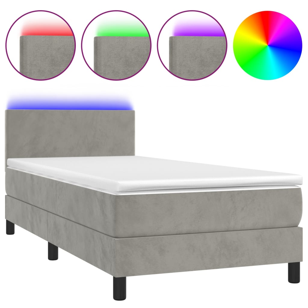 Boxspring Met Matras En Led Fluweel