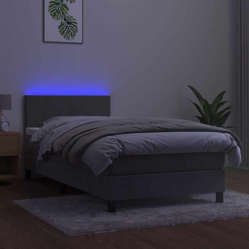 Boxspring Met Matras En Led Fluweel