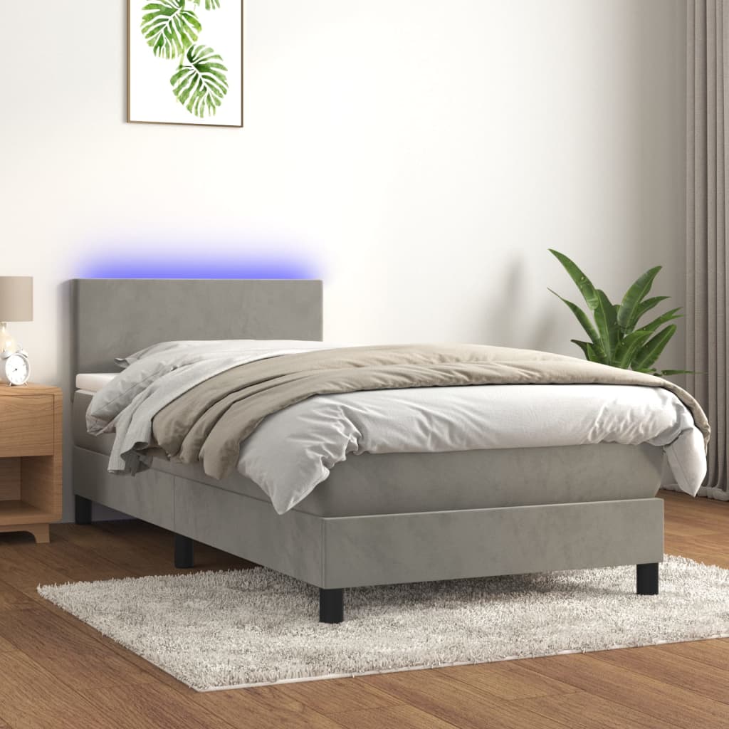 Boxspring Met Matras En Led Fluweel