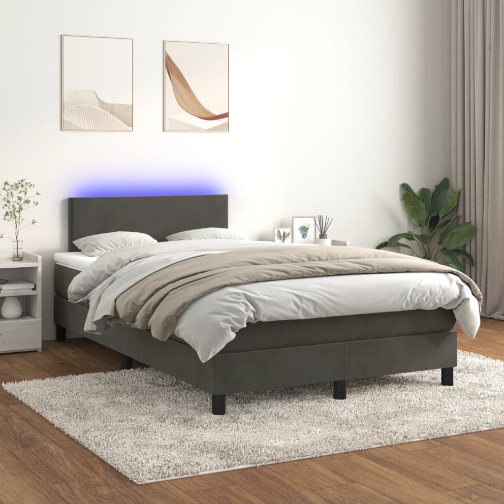 Boxspring Met Matras En Led Fluweel