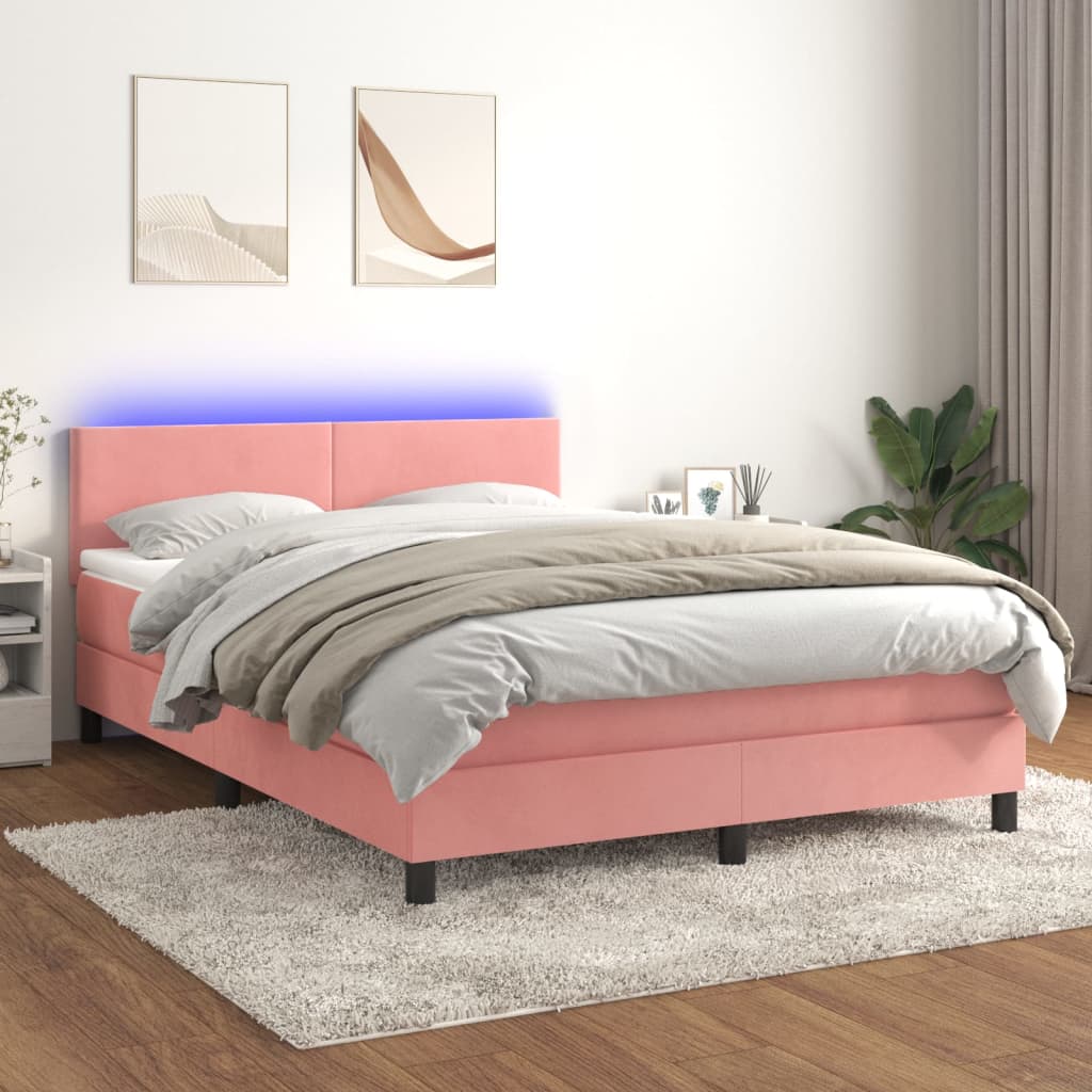 Boxspring Met Matras En Led Fluweel