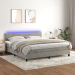 Boxspring Met Matras En Led Fluweel