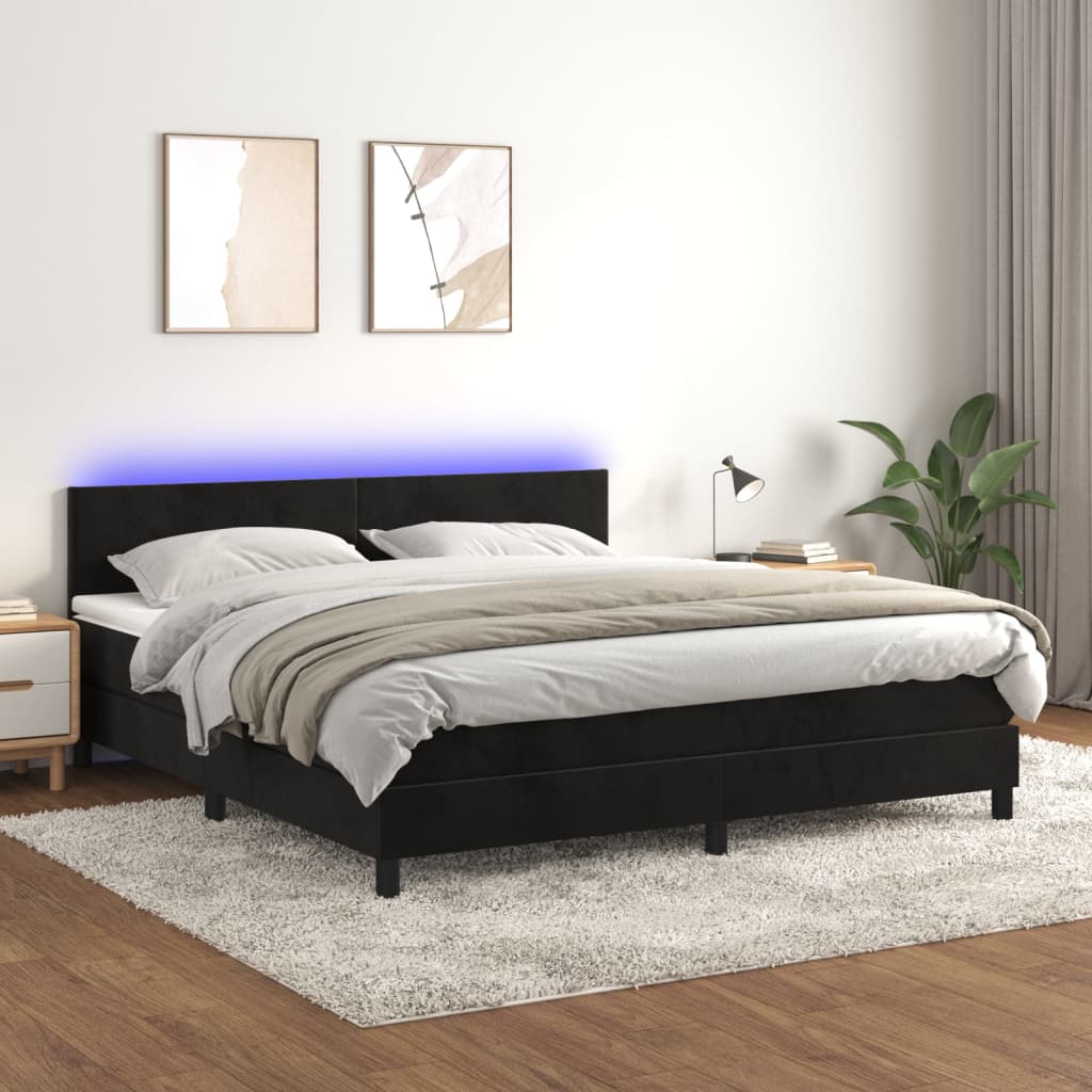 Boxspring Met Matras En Led Fluweel