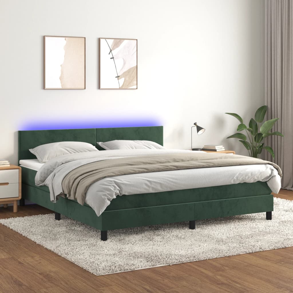 Boxspring Met Matras En Led Fluweel