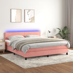 Boxspring Met Matras En Led Fluweel