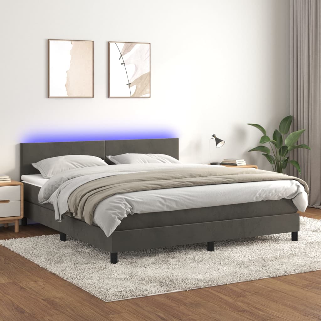 Boxspring Met Matras En Led Fluweel