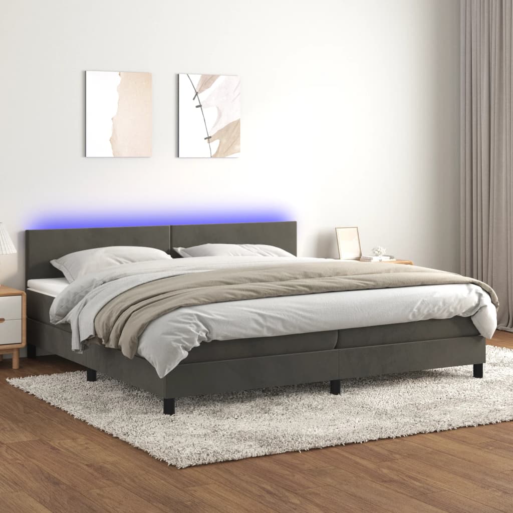 Boxspring Met Matras En Led Fluweel