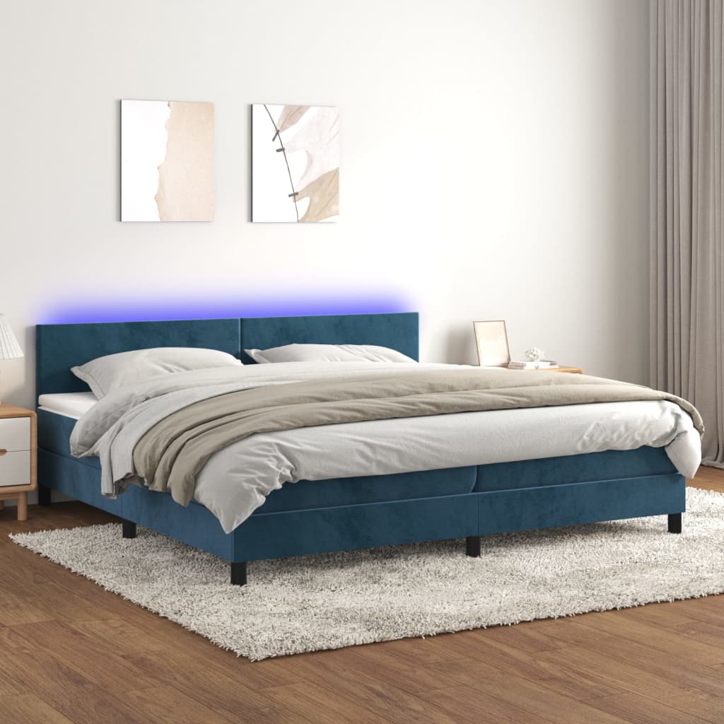 Boxspring Met Matras En Led Fluweel