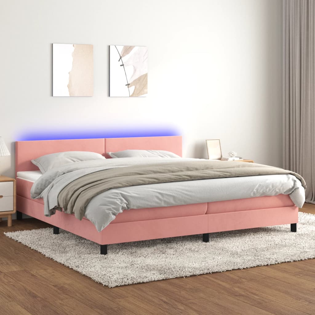 Boxspring Met Matras En Led Fluweel