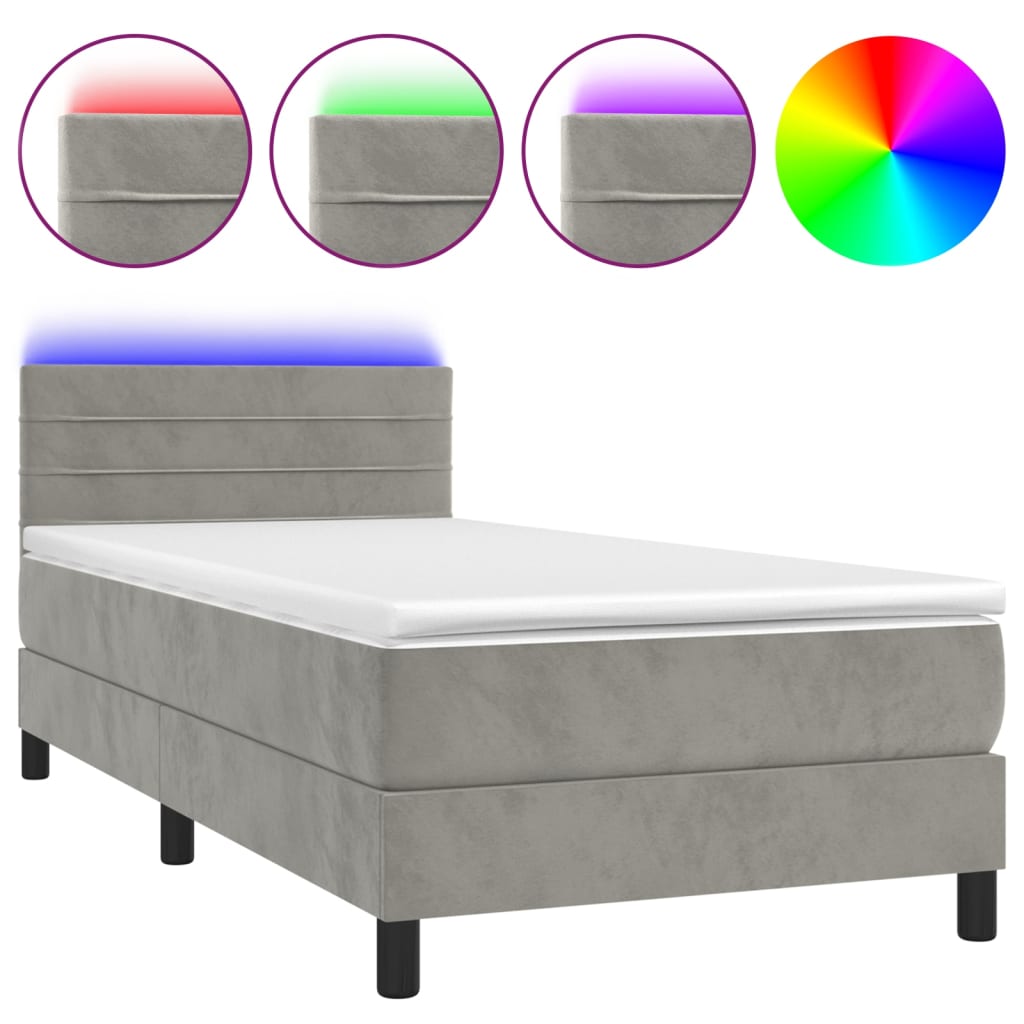Boxspring Met Matras En Led Fluweel