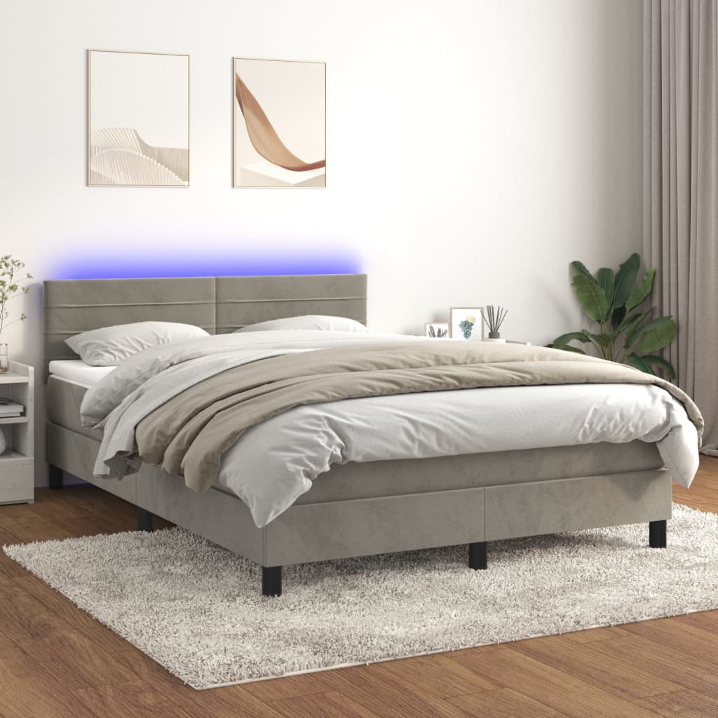 Boxspring Met Matras En Led Fluweel
