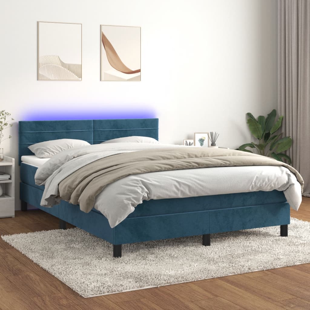 Boxspring Met Matras En Led Fluweel