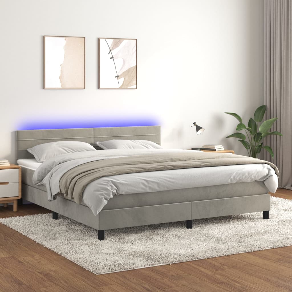 Boxspring Met Matras En Led Fluweel