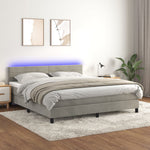Boxspring Met Matras En Led Fluweel