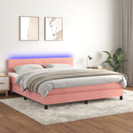 Boxspring Met Matras En Led Fluweel