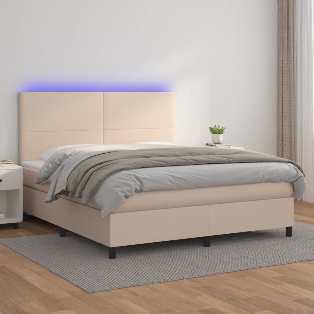 Boxspring Met Matras En Led Kunstleer