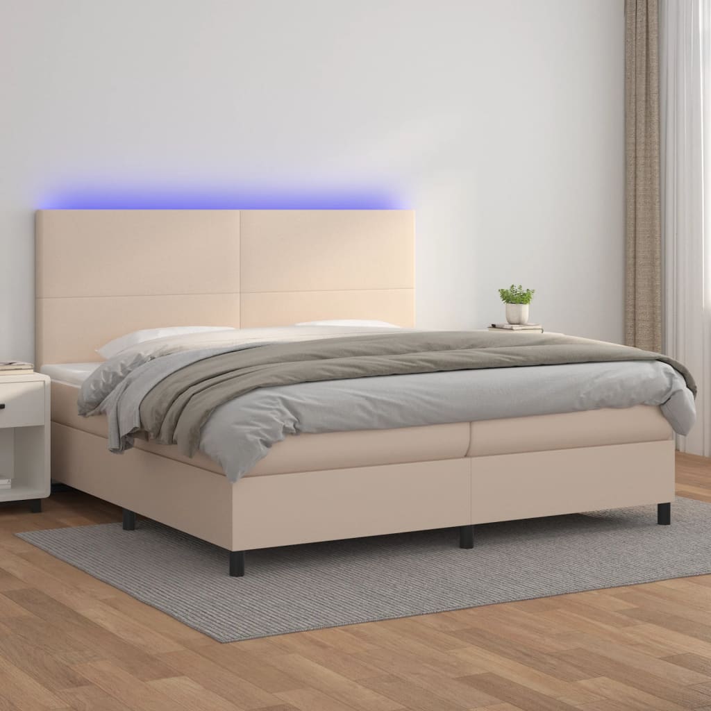 Boxspring Met Matras En Led Kunstleer