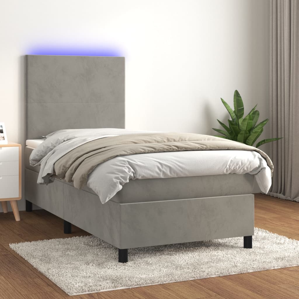 Boxspring Met Matras En Led Fluweel