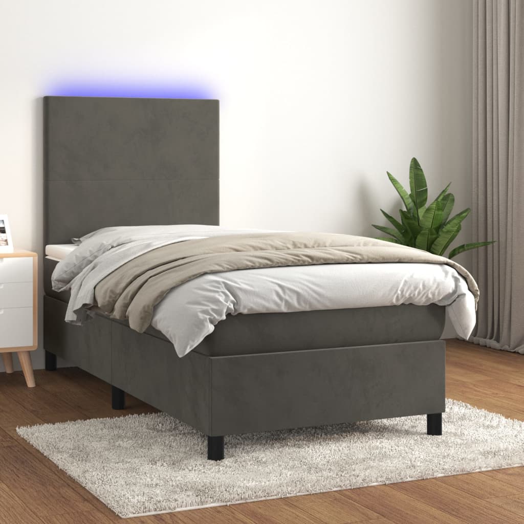 Boxspring Met Matras En Led Fluweel