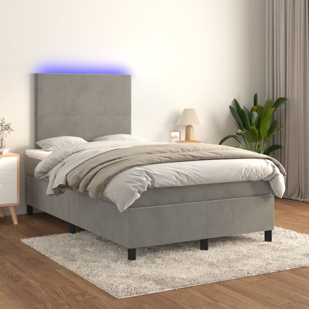 Boxspring Met Matras En Led Fluweel