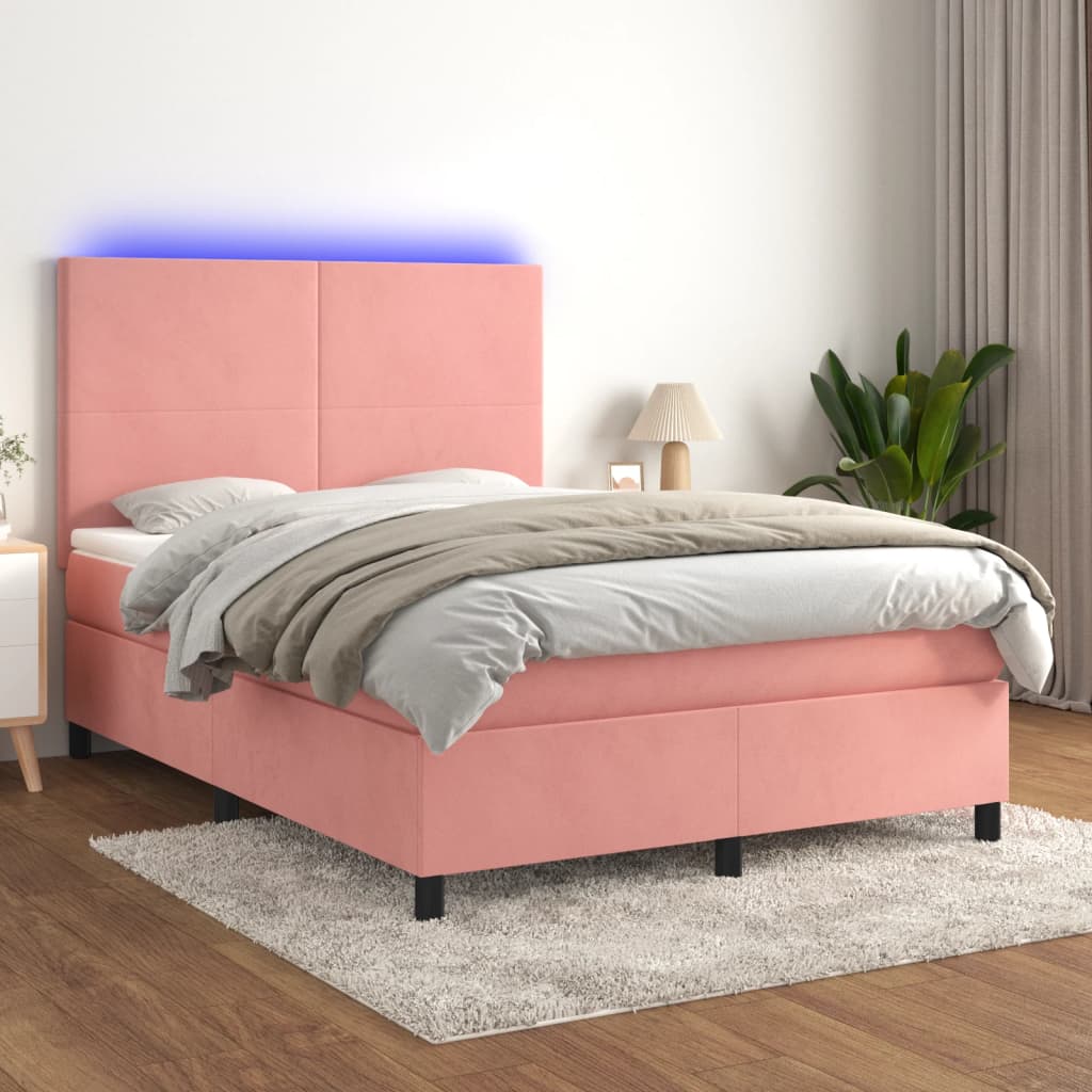 Boxspring Met Matras En Led Fluweel