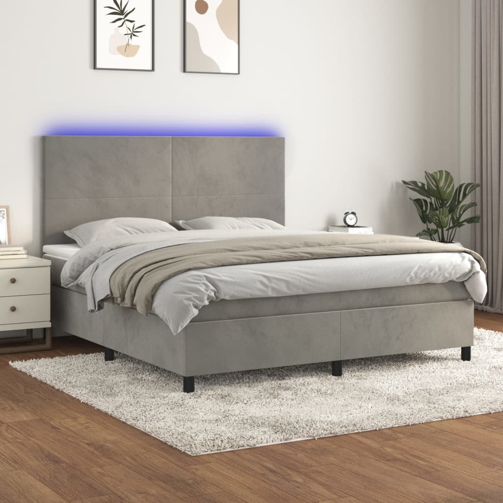 Boxspring Met Matras En Led Fluweel