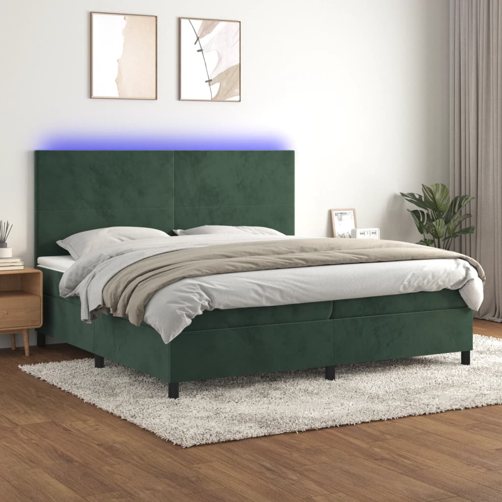 Boxspring Met Matras En Led Fluweel