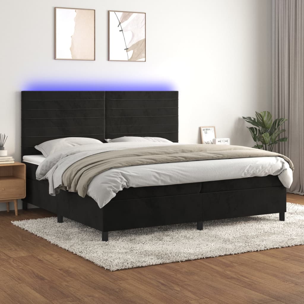 Boxspring Met Matras En Led Fluweel